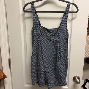 Free People Blue and White Gingham Romper
